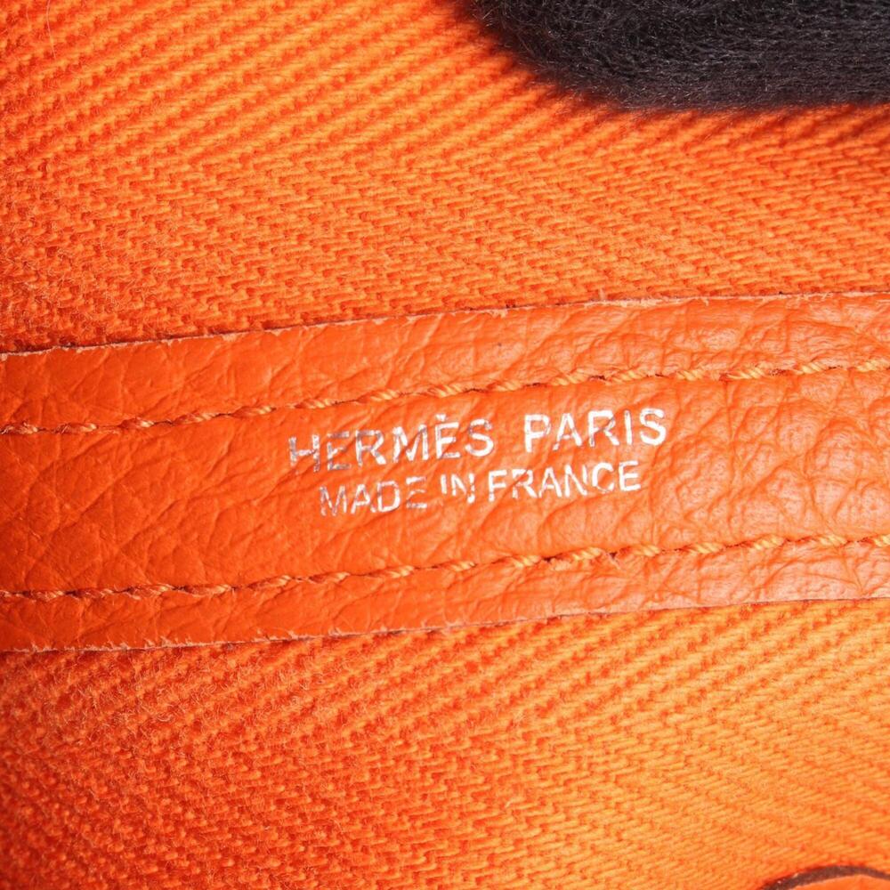 Hermes Garden Party TPM Tote Bag Handbag Leather Toile Chevron Women's Orange - Picture 4 of 11